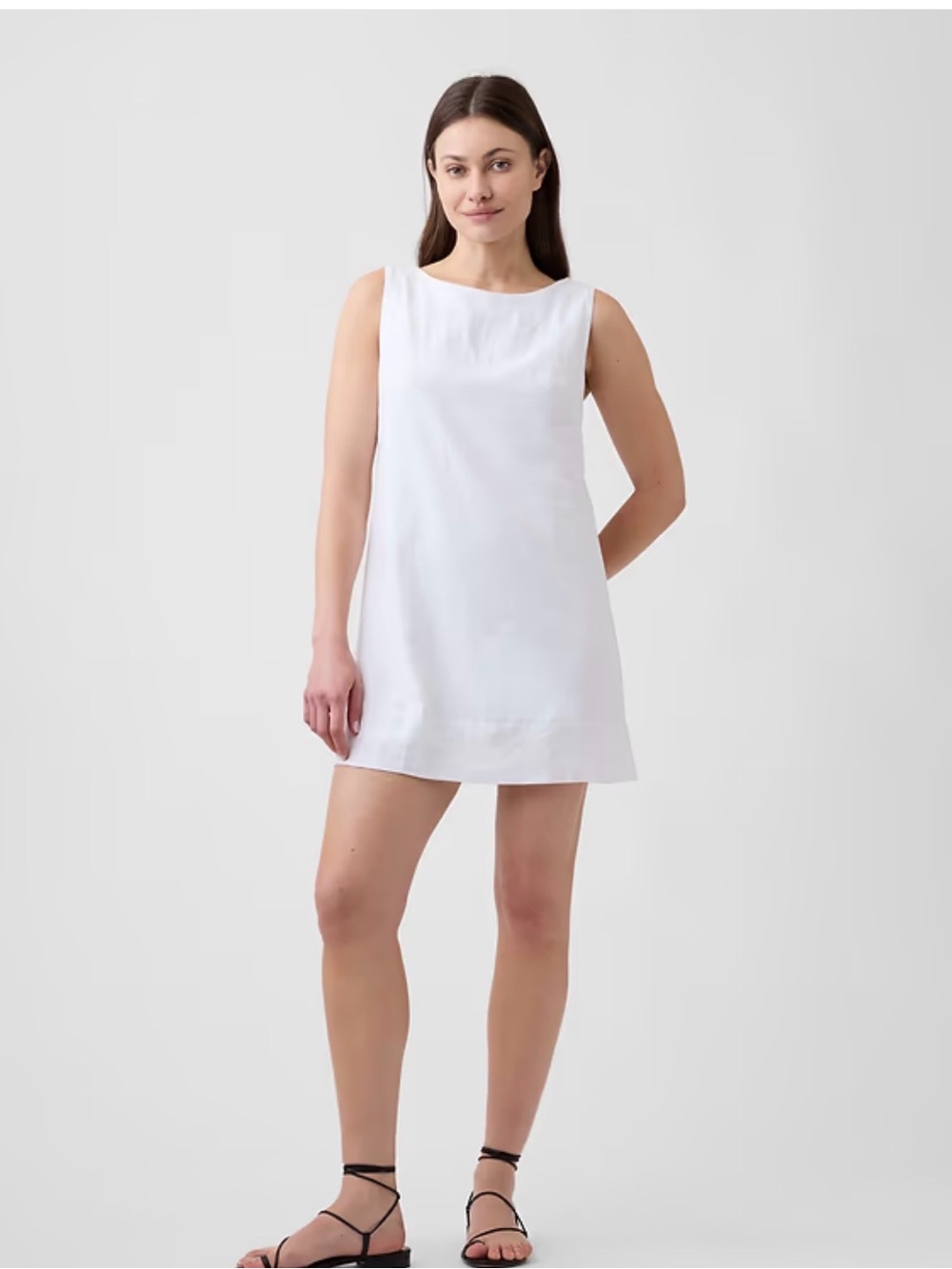 GAP White Cotton Sleeveless Shift Dress